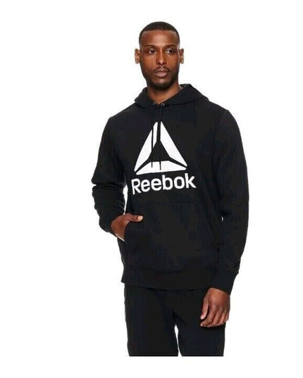Reebok Men's Black Delta Logo Long Sleeve Hoodie Size M NWT