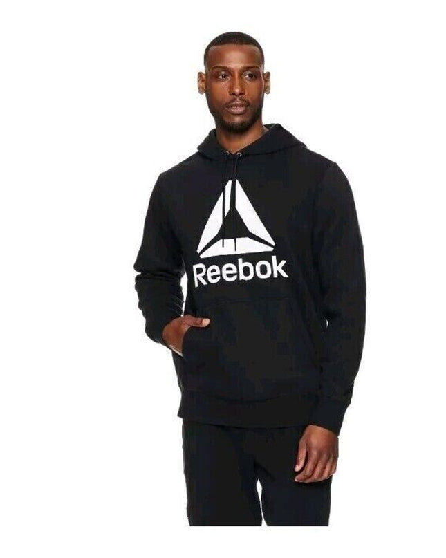 Reebok Men's Black Delta Logo Long Sleeve Hoodie Size M NWT