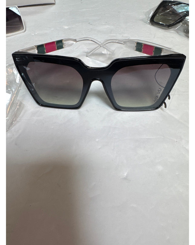 Women's Luxury Striped Red Green Fashion Sunglasses UV400  Lens mid tint