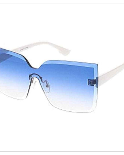 Rimless Cat Eye Sunglasses UV400 Women Light Blue Lens White New