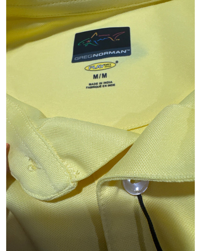 Greg Norman Freedom Micro Pique Men's Yellow Golf Polo Medium New