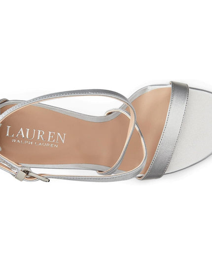 Lauren Ralph Lauren Gabriele women Silver Leather Stiletto heel Sandal 9.5 nwob