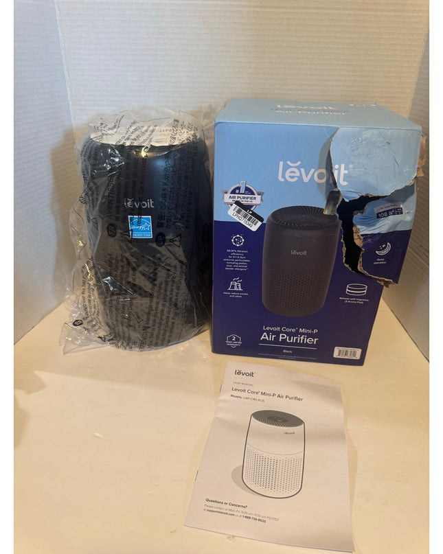 Levoit Core Mini-P Air Purifier Black HEPA Compact Bedroom NIB distressed box