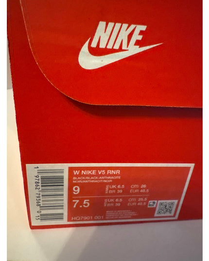 Nike V5 RNR Triple Black Women’s Casual Sneakers HQ7901-001 Y2K Retro Shoes 9