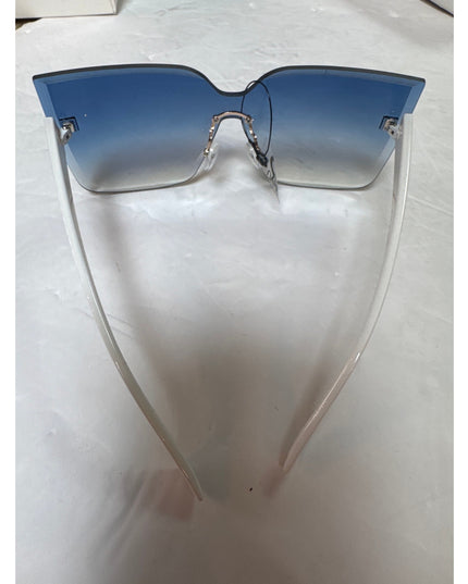 Rimless Cat Eye Sunglasses UV400 Women Light Blue Lens White New
