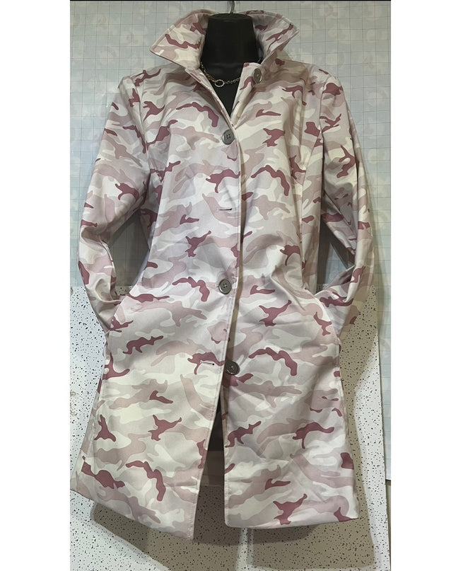Dennis Basso Women Rose Camo Water Resistant Rain Jacket XL New