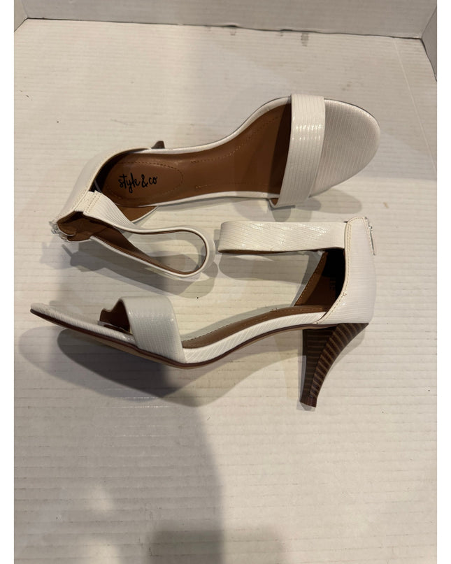 Style & Co Paycee Women's White Faux Leather Dress Sandal 7.5M