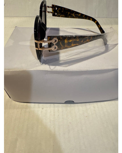 SUNGLASSES HIGH FASHION Tortoiseshell TEXTURED LINKED TEMPLES UV 400 Protection