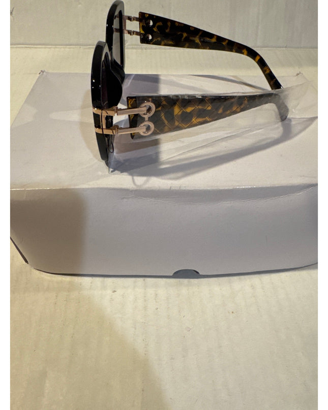 SUNGLASSES HIGH FASHION Tortoiseshell TEXTURED LINKED TEMPLES UV 400 Protection