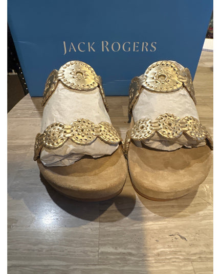 Jack Rogers Lauren Comfort Wedge Sandals Women's Size 6 Gold New