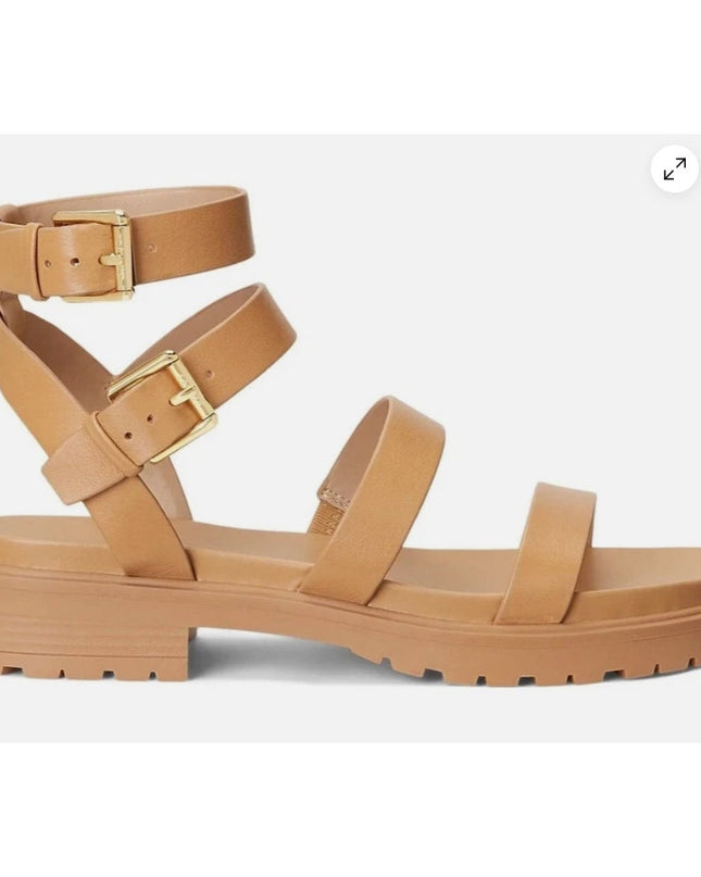 Lauren Ralph Lauren Kayleen Nappa Leather Sandals Buff Women's 6.5 New