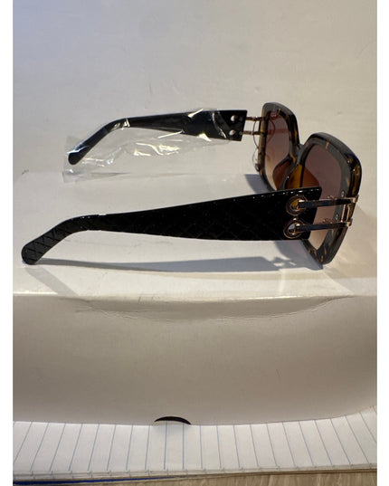 Women's High Fashion UV400 Tortoiseshell frame Gold link Temple Sunglasses