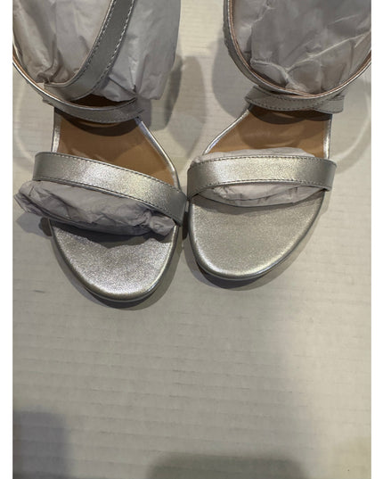 Lauren Ralph Lauren Gabriele women Silver Leather Stiletto heel Sandal 9.5 nwob
