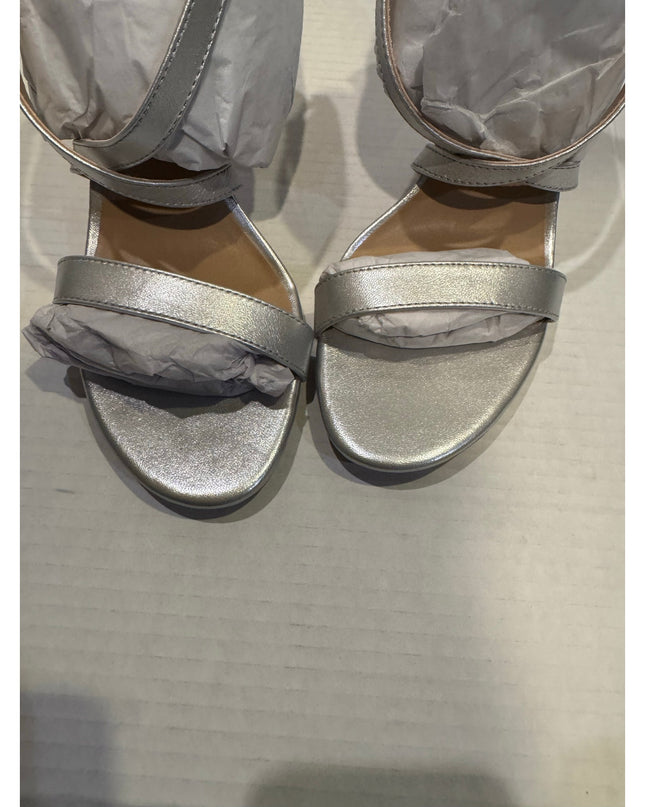 Lauren Ralph Lauren Gabriele women Silver Leather Stiletto heel Sandal 9.5 nwob
