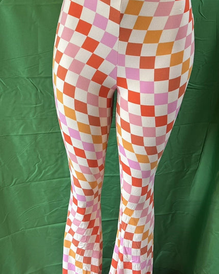 Women's Print Flare Leg Pants Stretchy Knit High Waist Casual Lounge Yoga pants