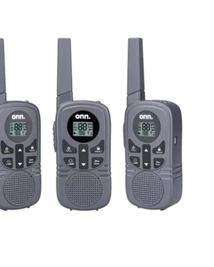 Onn. 100111927 23 mile Walkie Talkie 3 pack with Two Way Radios, LED Light,