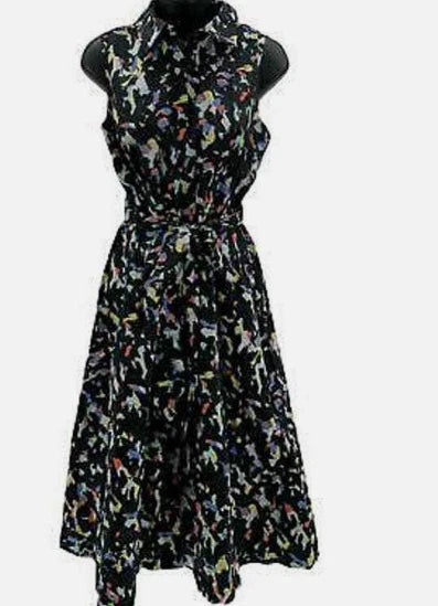 J Jason Wu Novelty Printed Shirt Dress Confetti Black multi sizes
