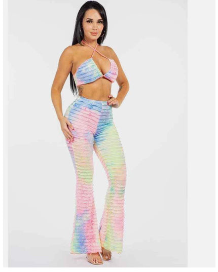 Women's Two-Piece Swimsuit Cover-Up Set – Sheer Mesh Top & Pants (S–L)