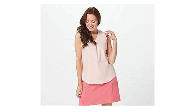 Denim & Co. Essentials Textured Knit Tank Front Pleat Choose Size\COLORS