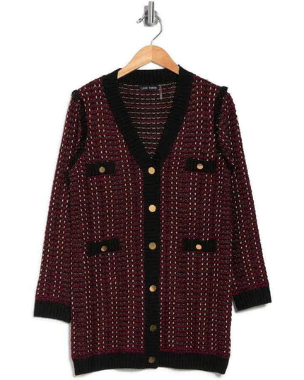 Love Token Parisian Tweed Buttoned Front Cardigan