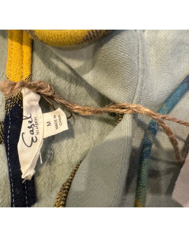 Easel womens Plaid Mix Hoodie in Faded Sage med nwt