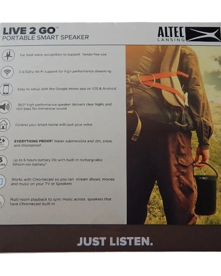 Altec Lansing Live 2 Go WiFi / Bluetooth Google Assistant Speaker sealed New