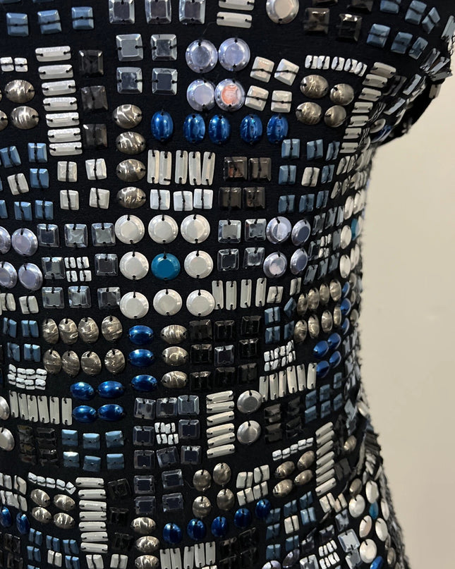 Tender  sleeveless Women Black Multi Colored beaded tank top medium￼