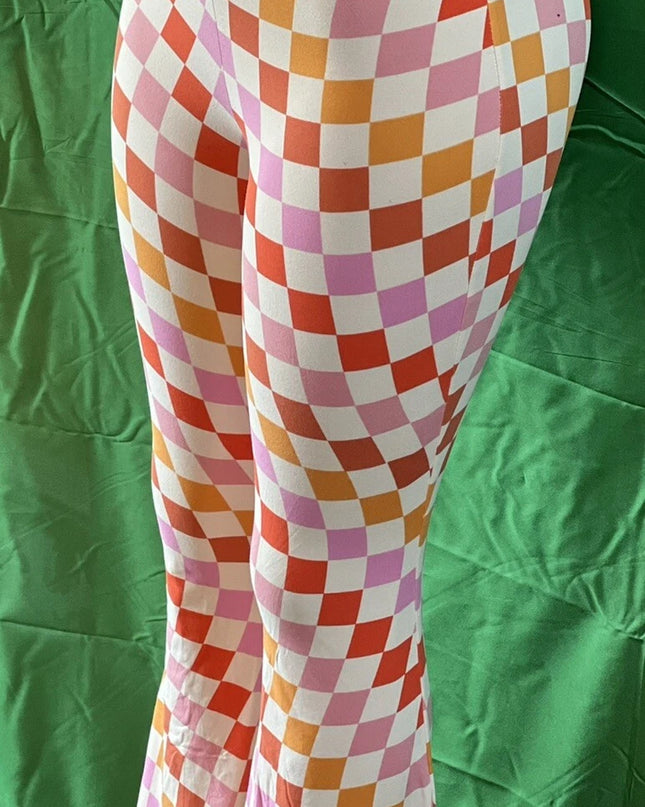 Women's Print Flare Leg Pants Stretchy Knit High Waist Casual Lounge Yoga pants