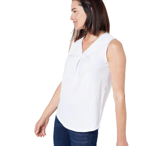 Denim & Co. Essentials Textured Knit Tank Front Pleat Choose Size\COLORS