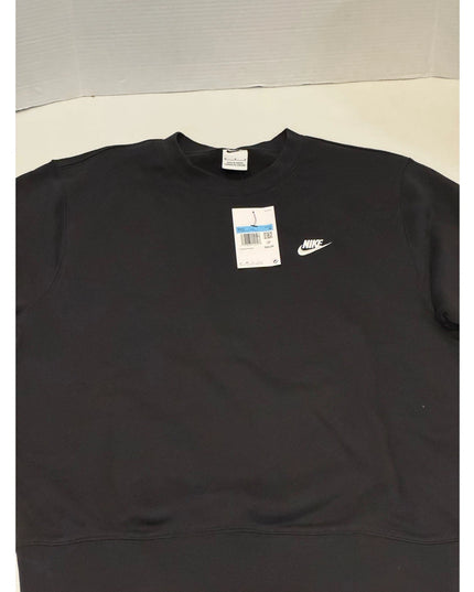 Nike Men's Club Fleece Sweatshirt Black Fleece Pullover Sport Casual Crewneck M