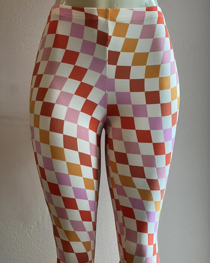 Women's Print Flare Leg Pants Stretchy Knit High Waist Casual Lounge Yoga pants