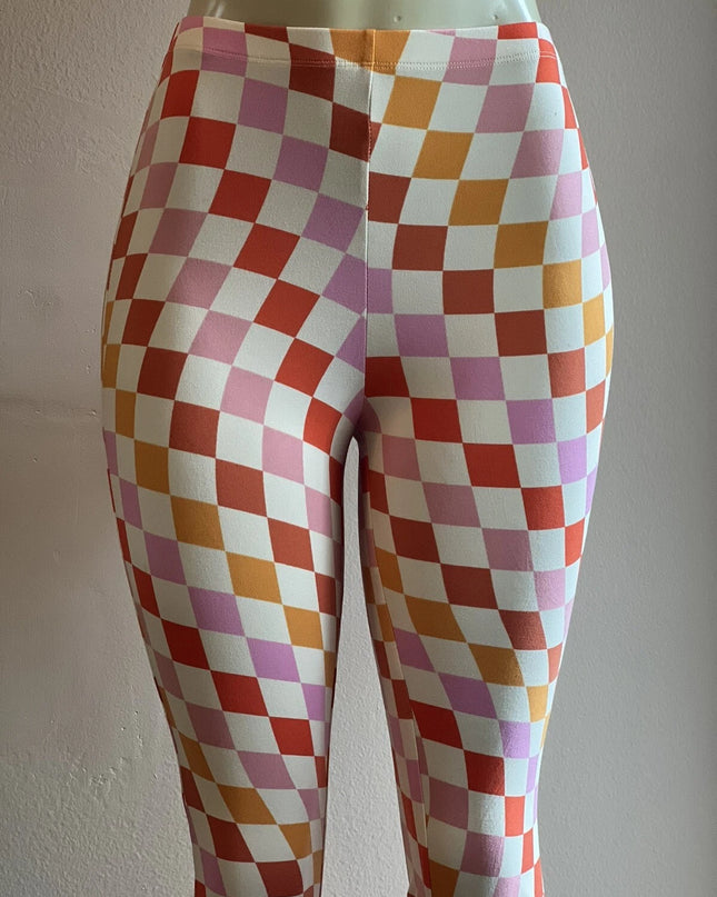 Women's Print Flare Leg Pants Stretchy Knit High Waist Casual Lounge Yoga pants