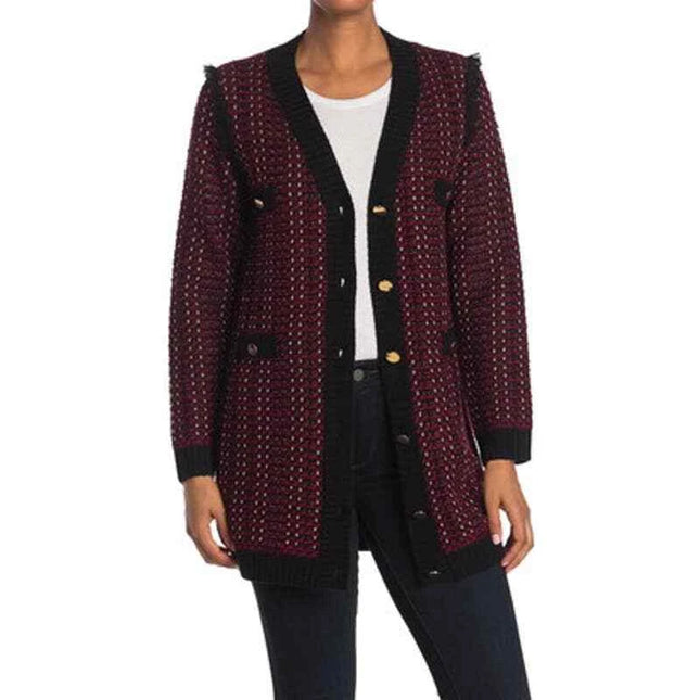 Love Token Parisian Tweed Buttoned Front Cardigan