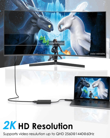 WAVLINK USB 3.0 2K Adapter USB A &C DP Based Monitor,Thunderbolt Windows,Mac OS,