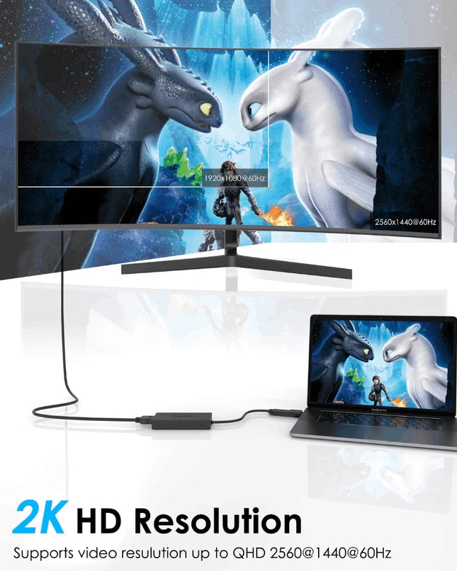 WAVLINK USB 3.0 2K Adapter USB A &C DP Based Monitor,Thunderbolt Windows,Mac OS,