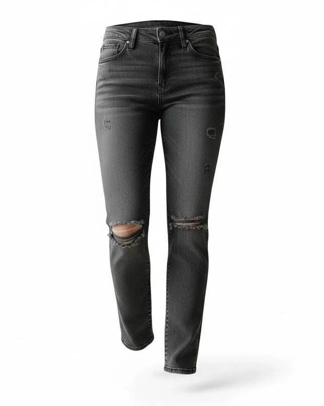 Warp + Weft Women's Orion Slim Distressed High Rise Jeans Size 32x30 Gray New