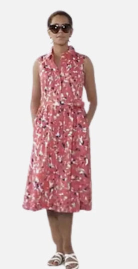 J Jason Wu Novelty Printed Shirt Dress Coral Confetti MUITI Sizes
