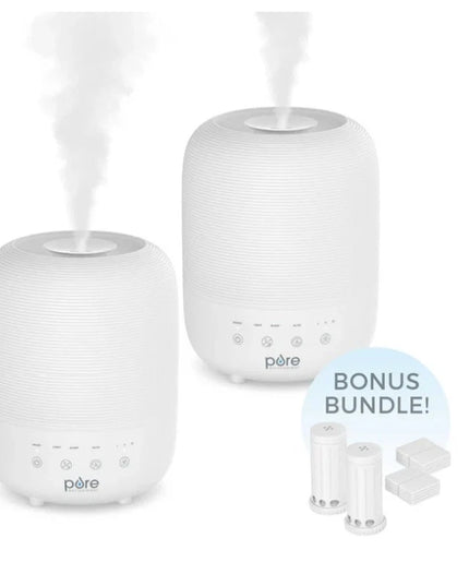 HUMe Sense 2-Pack Bundle - 2 Humidifiers, 2 Filters, & 20 Scent Pads