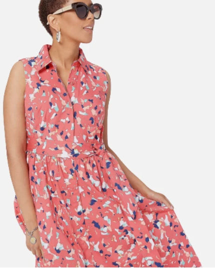 J Jason Wu Novelty Printed Shirt Dress Coral Confetti MUITI Sizes