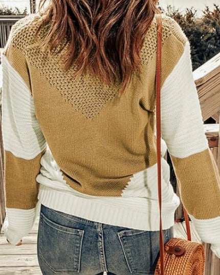 Dokotoo Womens Crochet Crewneck Long Sleeve Pullovers Color Block Tunic