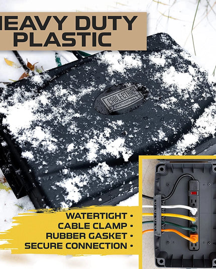 Outdoor Weather Resistant Connection Box -Cover for Extension Cord  Black