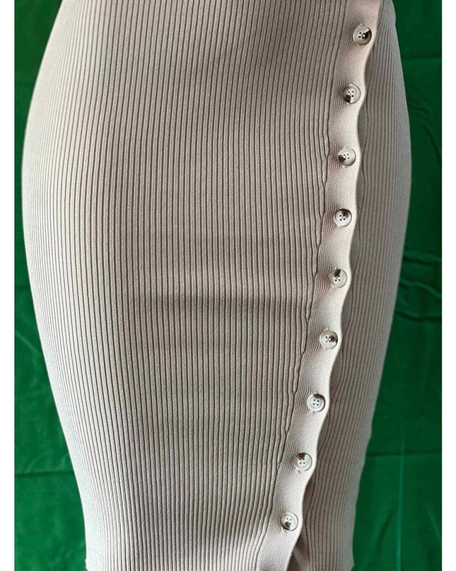 Womens 2024 Summer V Neck Knit Midi Dress Bodycon Sleeveless Ribbed DRESS S ,M,L