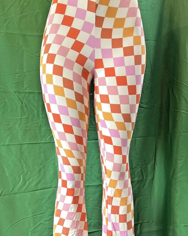 Women's Print Flare Leg Pants Stretchy Knit High Waist Casual Lounge Yoga pants