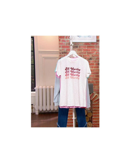 All Worthy Hunter McGrady Slub Knit Graphic T-Shirt in White Choose Size