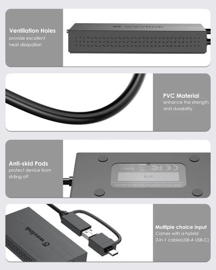 WAVLINK USB 3.0 2K Adapter USB A &C DP Based Monitor,Thunderbolt Windows,Mac OS,