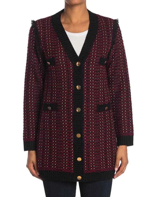 Love Token Parisian Tweed Buttoned Front Cardigan