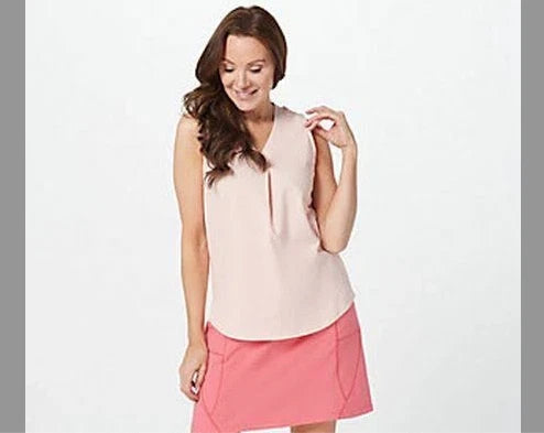 Denim & Co. Essentials Textured Knit Tank Front Pleat Choose Size\COLORS
