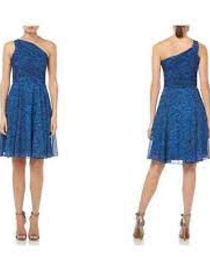 HALSTON HERITAGE Ruched One-shoulder Dress Gemstone Heathered Texture 12