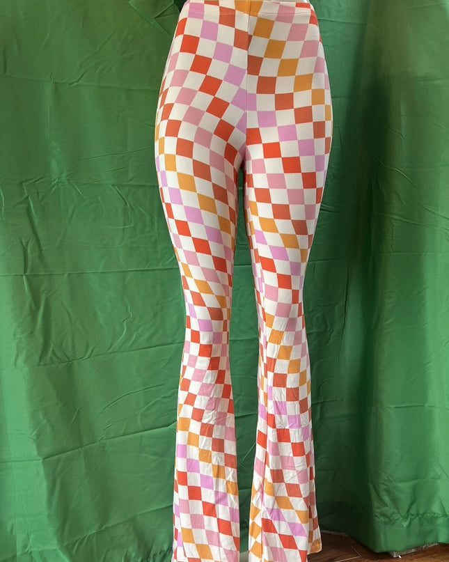 Women's Print Flare Leg Pants Stretchy Knit High Waist Casual Lounge Yoga pants