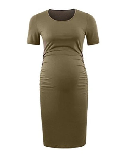Oh Mamma Women’s Maternity Short Sleeve Scoop Neck Dress M oh